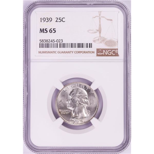 1939 Washington Quarter Coin NGC MS65