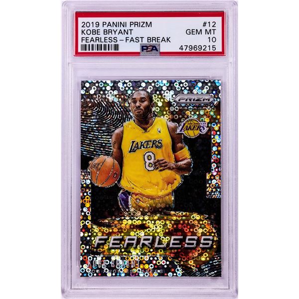 2019 Panini Prizm Fearless Fast Break Kobe Bryant NBA Card #12 PSA Gem Mint 10