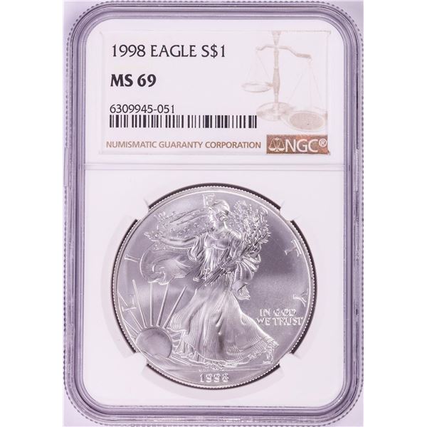 1998 $1 American Silver Eagle Coin NGC MS69
