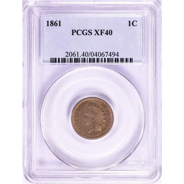1861 Indian Head Cent Coin PCGS XF40