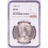 Image 1 : 1935 $1 Peace Silver Dollar Coin NGC MS62