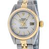 Rolex Ladies Two Tone Silver Index Tapestry Datejust Wristwatch