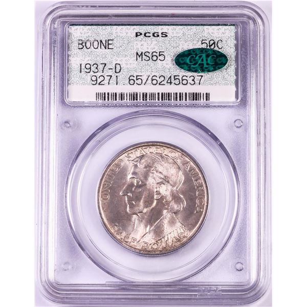 1937-D Boone Commemorative Half Dollar Coin PCGS MS65 CAC Old Doily Holder