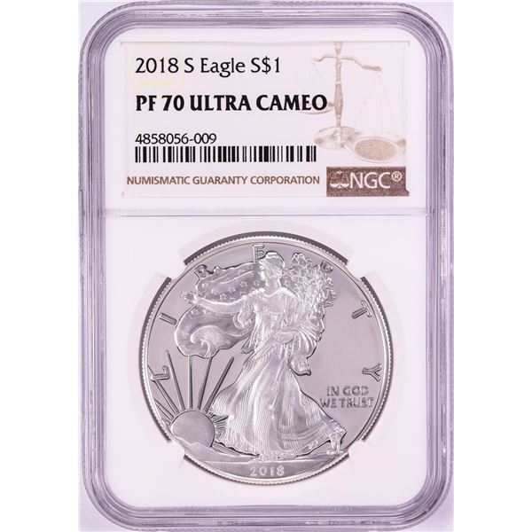 2018-S $1 Proof American Silver Eagle Coin NGC PF70 Ultra Cameo