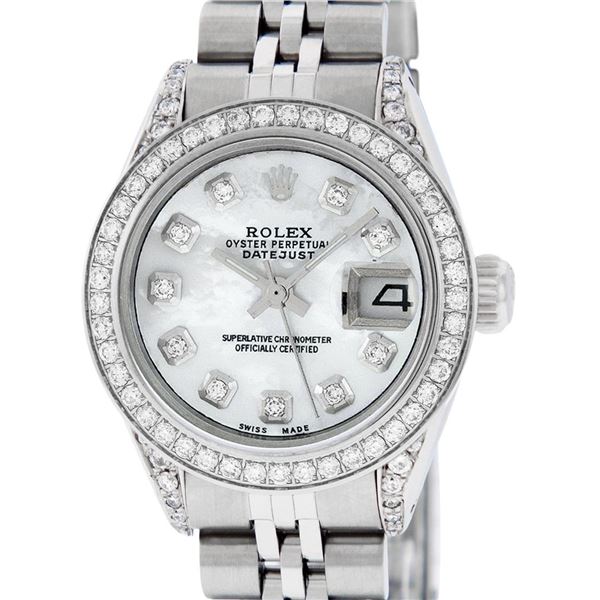 Rolex Ladies Stainless Steel Diamond MOP Diamond Datejust Wristwatch