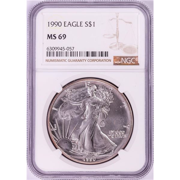 1990 $1 American Silver Eagle Coin NGC MS69