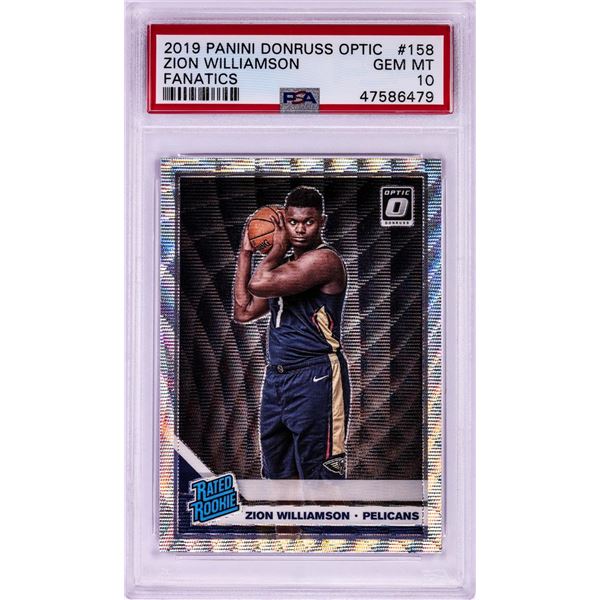 2019 Panini Donruss Optic Fanatics Zion Williamson NBA Card #158 PSA Gem Mint 10