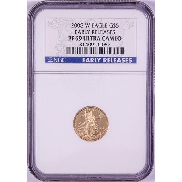 2008-W $5 Proof American Gold Eagle Coin NGC PF69 Ultra Cameo Early Releases