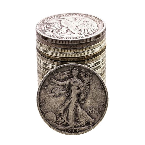 Roll of (20) Assorted Date Walking Liberty Half Dollar Coins Circulated