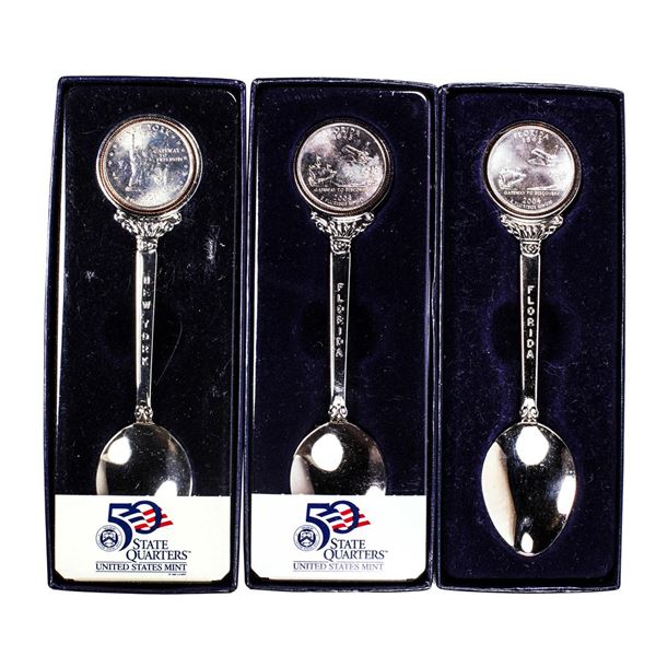 Lot of (3) United States Mint State Quarter Coin Spoons