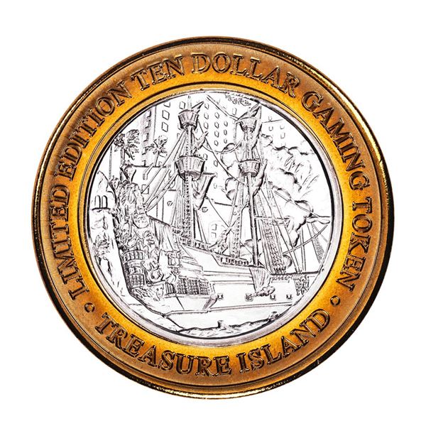 .999 Silver Treasure Island Las Vegas, Nevada $10 Casino Limited Edition Gaming Token