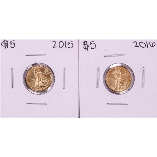 Lot of 2015-2016 $5 American Gold Eagle Coins