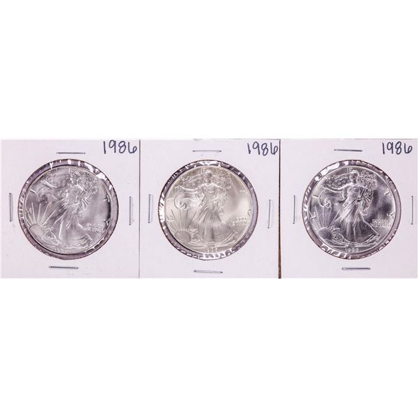 Lot of (3) 1986 $1 American Silver Eagle Coins