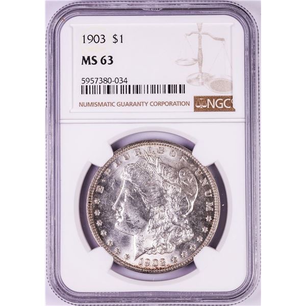 1903 $1 Morgan Silver Dollar Coin NGC MS63