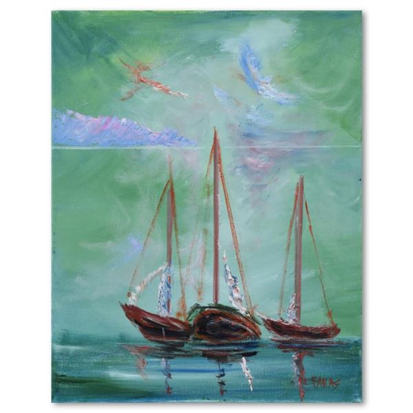 Fallas Original "Trio Of Boats" Original Oil On Canvas