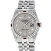 Rolex Men's Stainless Steel Gray Diamond & Ruby Oyster Perpetual Datejust Wristwatch