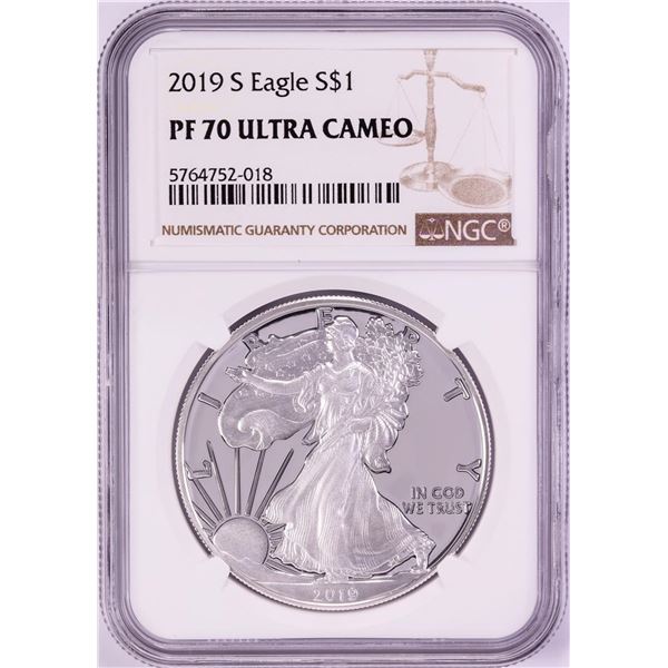 2019-S $1 Proof American Silver Eagle Coin NGC PF70 Ultra Cameo