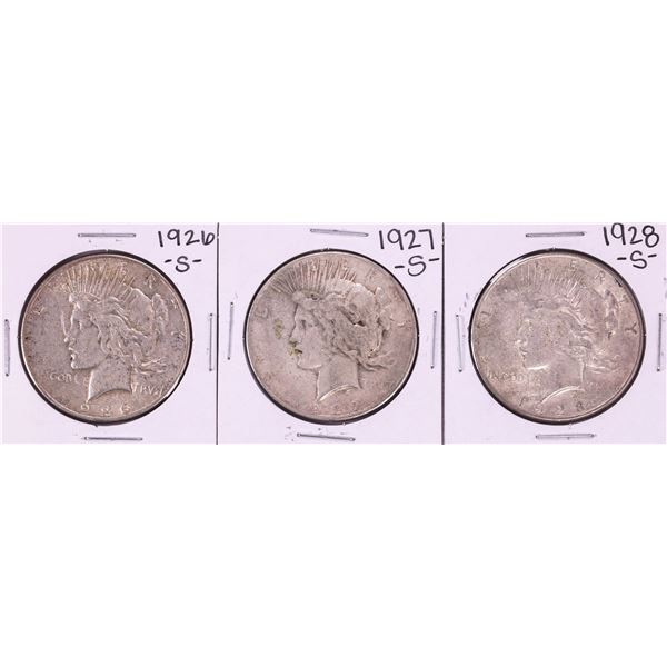 Lot of 1926-S to 1928-S $1 Peace Silver Dollar Coins