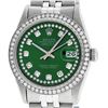 Image 1 : Rolex Mens Stainless Steel Green String Diamond Datejust Wristwatch