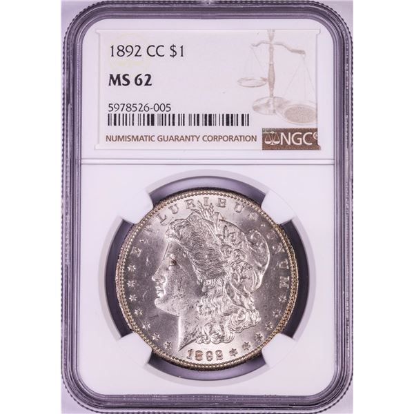 1892-CC $1 Morgan Silver Dollar Coin NGC MS62