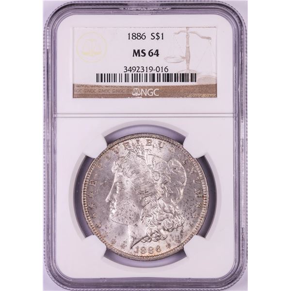 1886 $1 Morgan Silver Dollar Coin NGC MS64