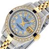 Image 3 : Rolex Ladies Two Tone Blue MOP Diamond & Sapphire Oyster Perpetual Datejust