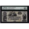 Image 1 : 1850's $20 Canal Bank New Orleans Louisiana Obsolete Note PMG Gem Uncirculated 65EPQ