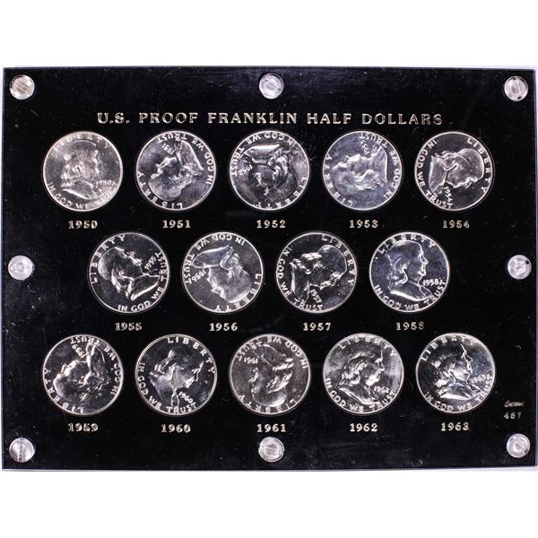 1950-1963 Proof Franklin Half Dollar Coin Set in Capitol Plastic