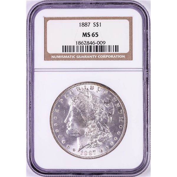 1887 $1 Morgan Silver Dollar Coin NGC MS65