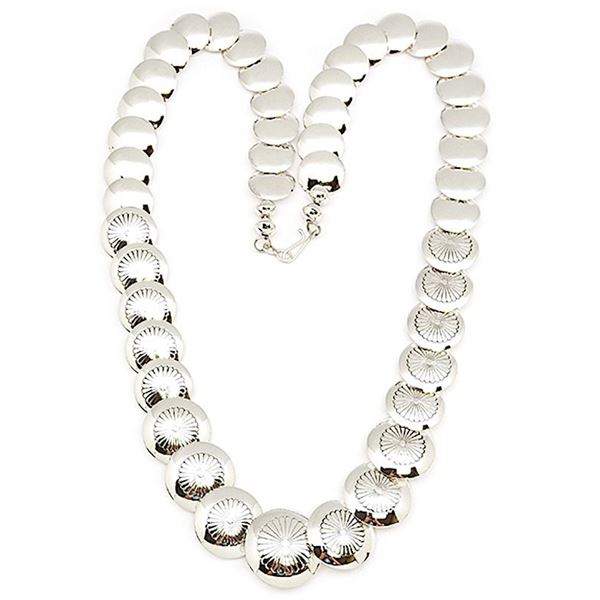 Navajo Pearls Flat Pillow Beads I. Nez Sterling