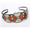 Image 3 : Old Pawn Zuni Inlay Flower Bracelet Sterling