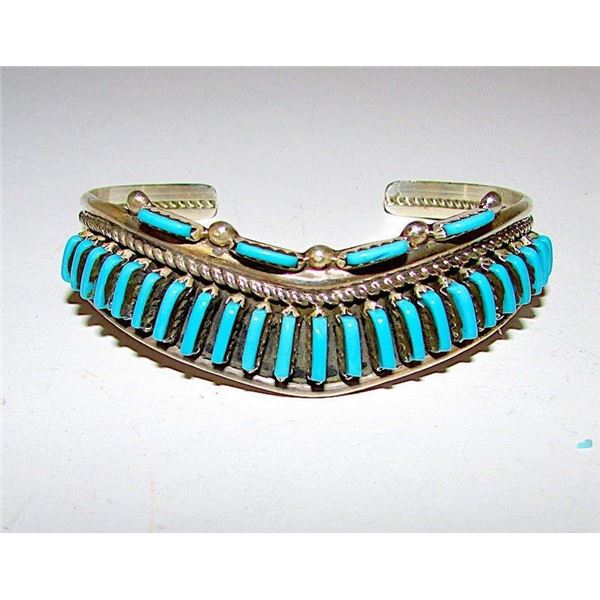 Zuni Turquoise Needlepoint Cuff Bracelet