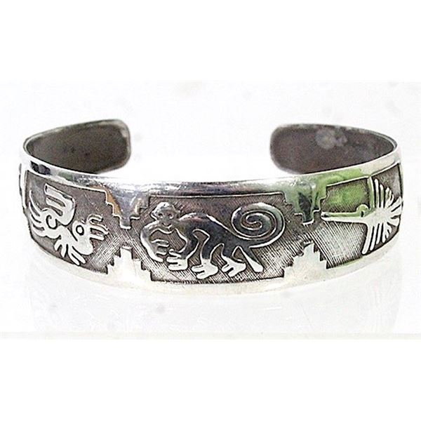 950 Silver Peru Nazca Lines Cuff Bracelet