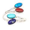 Image 2 : Zuni Bypass Turquoise Coral Lapis Ring Sze 9