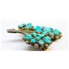 Image 2 : Vintage Zuni Turquoise Flower Brooch Pin Sterling