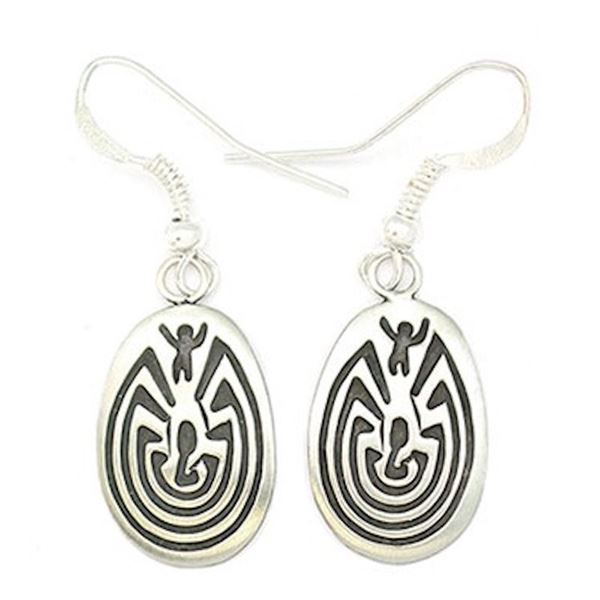 Navajo Man in a Maze Sterling Dangle Earrings