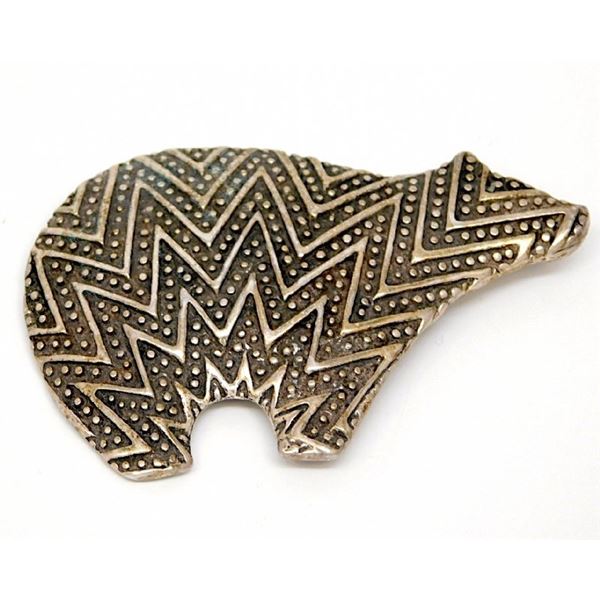 Southwestern Sterling Bear Pin Brooch
