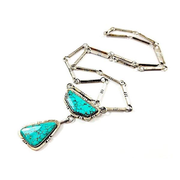 Navajo D. Gordon Turquoise Sterling Necklace