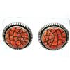 Image 2 : Vintage NAVAJO Coral Inlay Sterling Silver Post