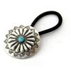 Image 1 : Navajo Concho Hair Tie Sterling Silver Turquoise Native