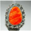Image 2 : Huge Navajo Orange Spiny Ring Size 6 Sterling Silver D