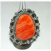 Image 3 : Huge Navajo Orange Spiny Ring Size 6 Sterling Silver D