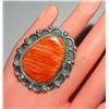 Image 6 : Huge Navajo Orange Spiny Ring Size 6 Sterling Silver D