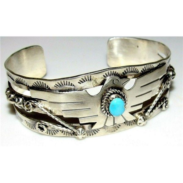 Navajo Thunderbird Cuff Bracelet Sterling Sleeping