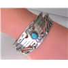 Image 7 : Navajo Thunderbird Cuff Bracelet Sterling Sleeping