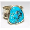 Image 3 : Navajo White Water Mine Turquoise Ring Size 13 Sterling