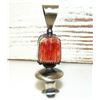 Image 1 : Navajo Squash Blossom Orange Spiny Pendant Sterling