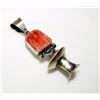 Image 2 : Navajo Squash Blossom Orange Spiny Pendant Sterling