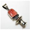 Image 3 : Navajo Squash Blossom Orange Spiny Pendant Sterling