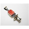 Image 4 : Navajo Squash Blossom Orange Spiny Pendant Sterling